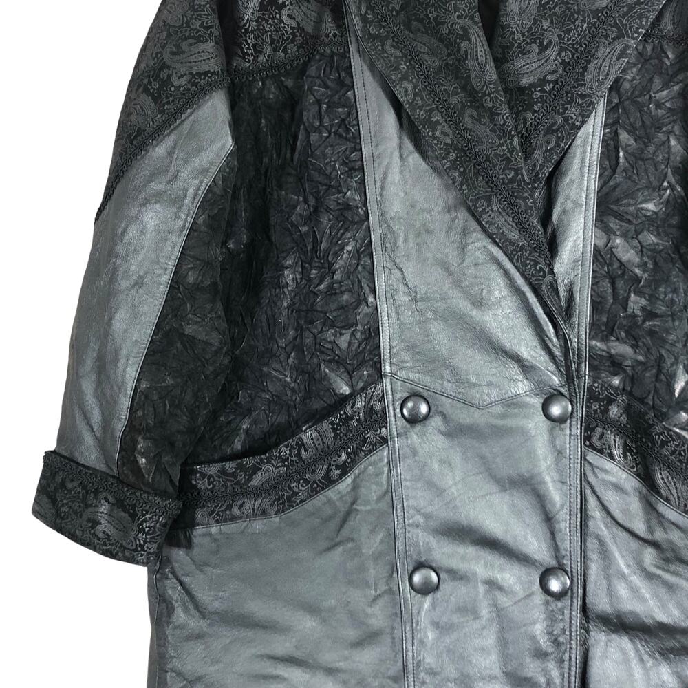 Wilsons Leather Black Mixed Media Long Coat Vinta… - image 6